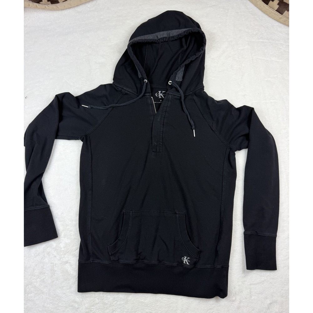 Calvin Klein Black Quarter Zip Pullover Hoodie Sweatshirt Size M